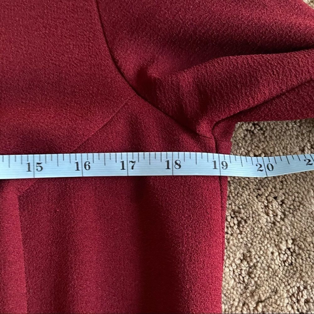 promod Burgundy Drop Waist Mini Dress with Faux Pockets and 3/4 Sleeves EU 38 - Picture 9 of 15
